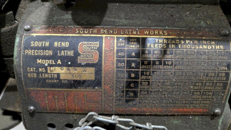 SOUTH BEND CL644Z BENCH LATHE WITH TABLE 3 1/2 BED LENGTH USED