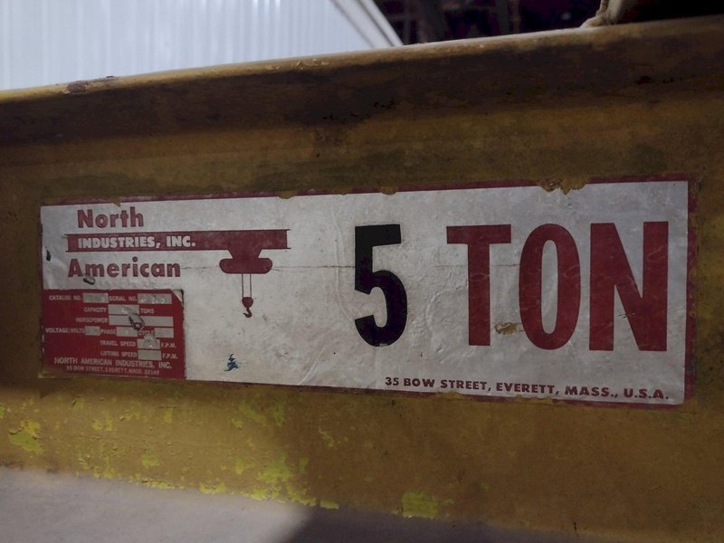 3 / 5 TON X 30' NORTH AMERICAN SINGLE GIRDER TOP RUNNING OVERHEAD BRIDGE CRANE &amp; COFFING HOIST: YOBRO #25275