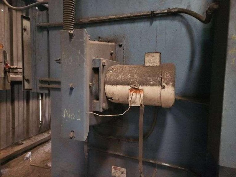 Viking 6&#039; swing table blast cleaning system with Micro Air cartridge dust collector, 2- direct drive shot wheels