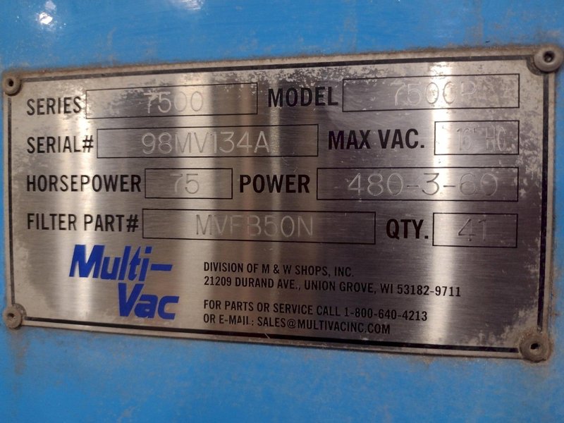 75 HP X 2 YARD MULTI-VAC MODEL #7500 MILLENIUM SERIES PORTABLE TRAILER MOUNTED VACUUM SYSTEM: STOCK #18866