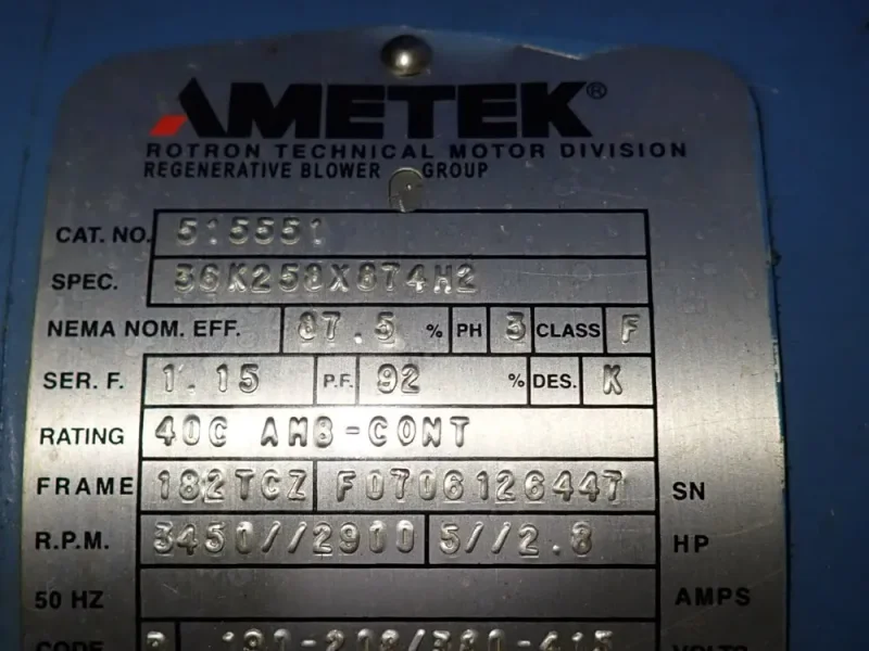 AMETEK 2.8 HP BLOWER  -  DR808D89MXA