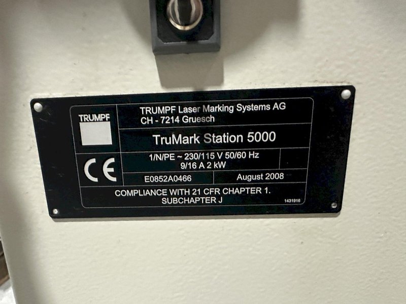 2008 Trumpf TruMark Station 5000 Rotary Laser Marker For Sale