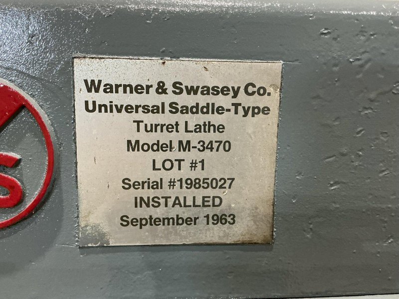 2A WARNER &amp; SWASEY MODEL #M-3470 CROSS SLIDING TURRET LATHE: YOBRO #25009