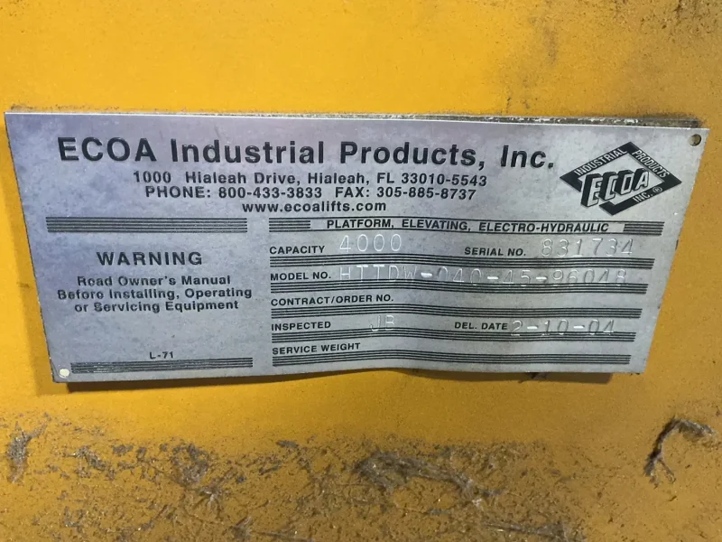 ECOA INDUSTRIAL PRODUCTS 4000 LBS LIFT TABLE  -  HTTDW-040-45-96048
