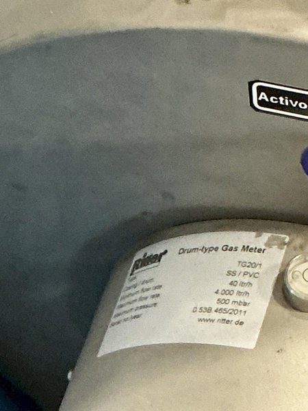 1400 LTR/H RITTER TYPE #TG20/1 DRUM TYPE GAS METER : YOBRO 25858