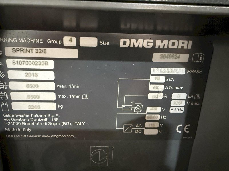 DMG Mori Sprint 32/8 CNC Screw Machine, Swiss Type, with Patriot Bar 
Feeder, Model 338
