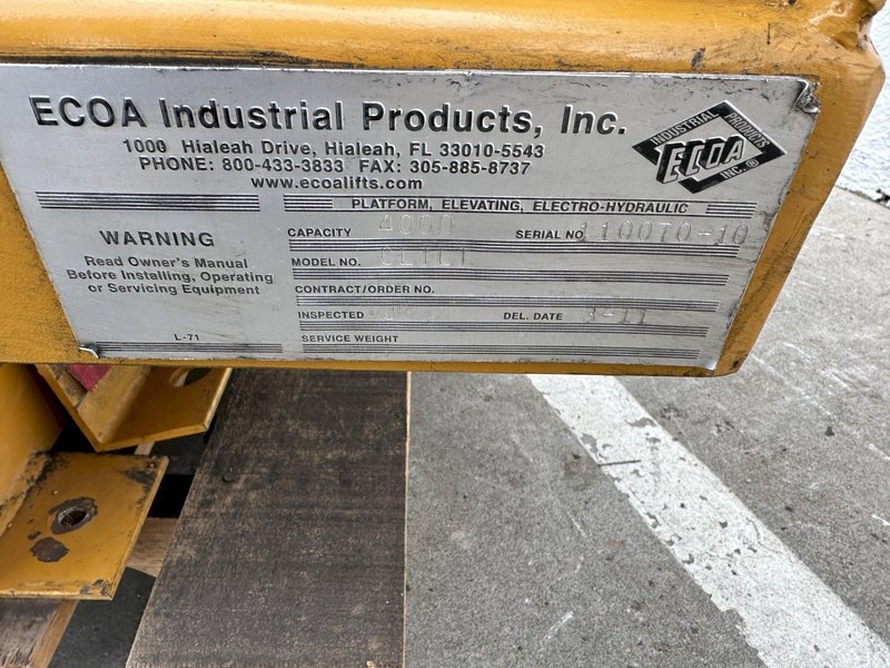 4000 LB PRESTO ECOA MODEL #CLTLT HYDRAULIC  TILTING LIFT TABLE: STOCK #78096