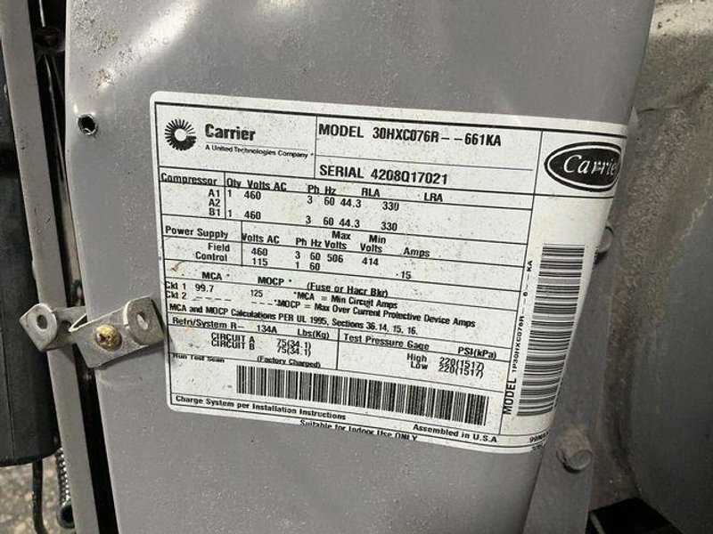 CARRIER 30 BAR CHILLERWATER COOLED CHILLER  -  30HXC076R—661KA