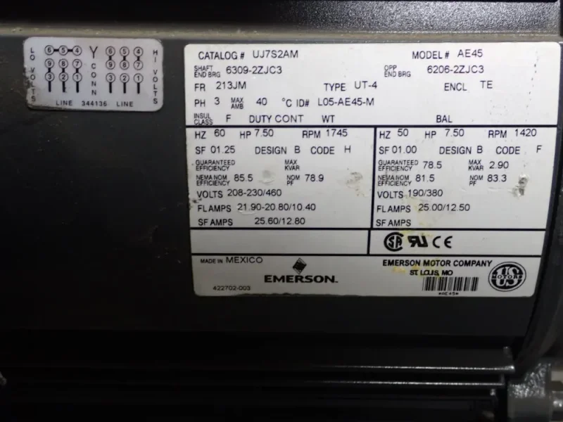 EMERSON 75 HP MOTOR  -  AE45