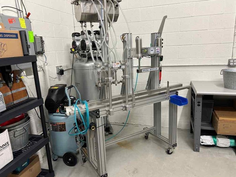 DK Technologies Micro Bottler MB04 Filling and Capping Machine, 2018 – Includes 4 HP California Air Tools 60040CAD 60-GAL Steel Tank Air Compressor w/ Auto Drain