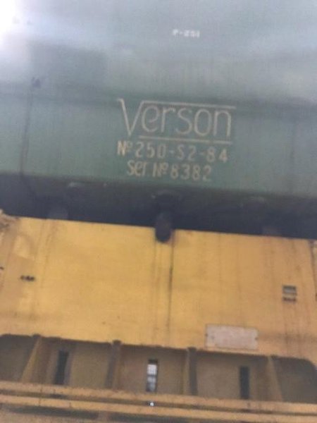 250 Ton Verson Press No. 250-S2-84 Straight Press, 1950