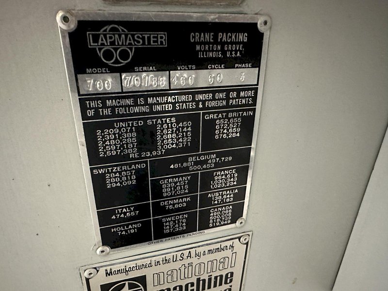 LAPMASTER MODEL # 700 PRECISION LAPPING MACHINE: STOCK #77038