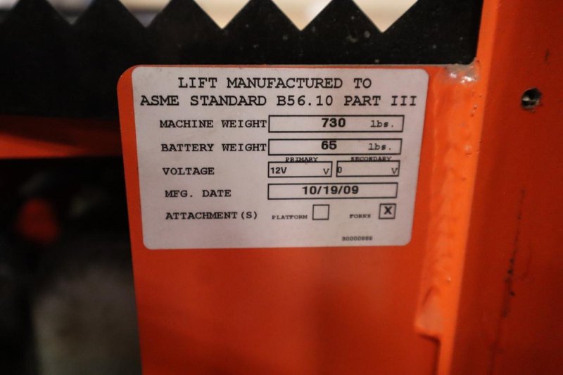 Presto WPS5036-20 Electric Stacker Lift Truck, 2,000# Cap, 36&quot; Lift Height, 42&quot; Forks, 50&quot; Between Outriggers, 12 Volt Battery and Charger- Auction Item