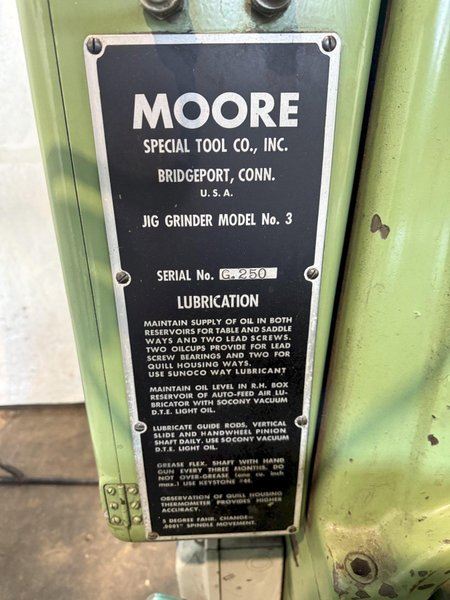 MOORE NO. 3 JIG GRINDER. STOCK # 0550825