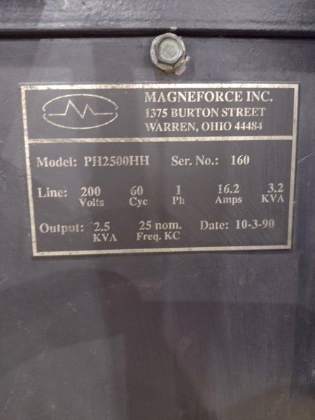 3.2 KVA MAGNEFORCE MODEL #PH2500HH INDUCTION HEATER: STOCK #21839