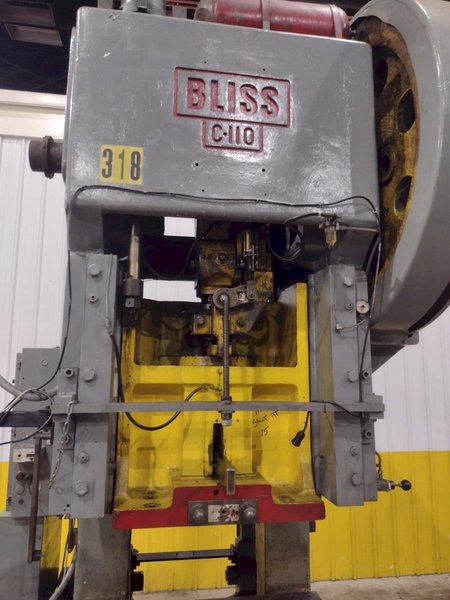 110 TON BLISS OBI MODEL #C-110 FW STAMPING PUNCH PRESS, 6" STROKE : YOBRO #25934