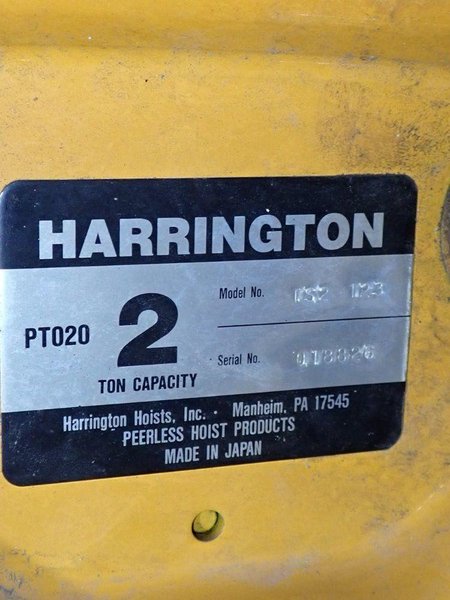 HARRINGTON 2 TON ELECTRIC CHAIN HOIST  -  EP1A-00SY3915