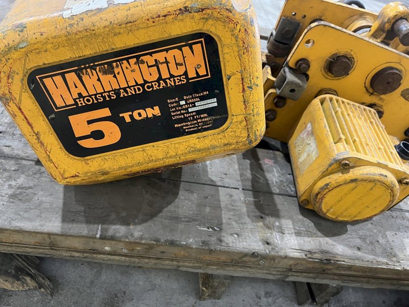 10,000 LB (5 TON) HARRINGTON MOTORIZED CHAIN HOIST W/ POWER TROLLEY: STOCK #19956