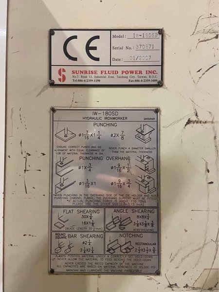 180 Ton Fabmaster 180SD Iron Worker – 2007, Tooling Included