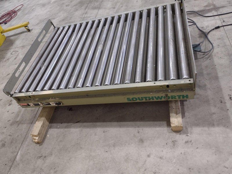 3800 LBS X 60" X 42" SOUTHWORTH MODEL #LS4-36 HYDRAULIC SCISSOR LIFT TABLE WITH ROLLER TOP, 110 VOLT: STOCK #20883