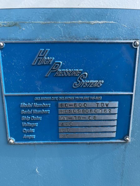 500 GALLON X 30 HP HIGH PRESSURE SYSTEMS (HPS) MAGNUM SERIES  MODEL #80-500 TDV COOLANT SYSTEM: STOCK #16756