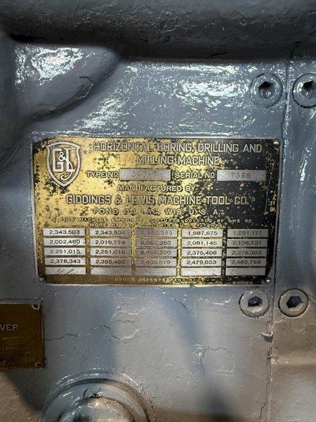 4" GIDDINGS &amp; LEWIS 340-T HORIZONTAL BORING MILL. STOCK # 0758926