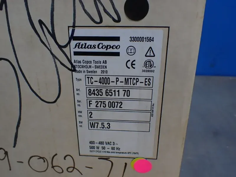 ATLAS COPCO POWER MACS NUTRUNNER CONTROLLER  -  TC-4000-P-MTCP-ES