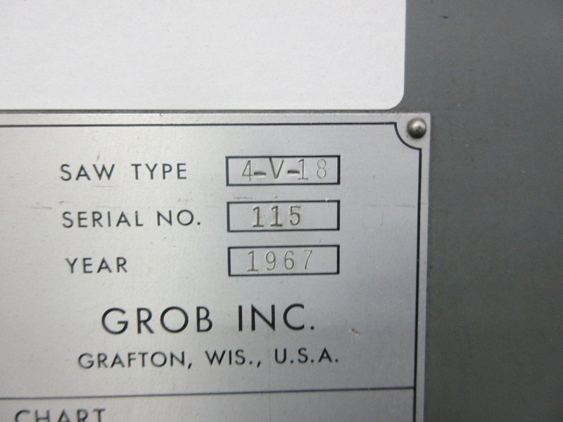 Grob 4V-18 Band Saw- Auction Item