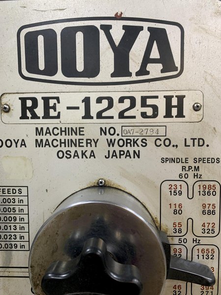 4' 12" OOYA Model RE-1225H Radial Arm Drill, S/N 0A7-2784.