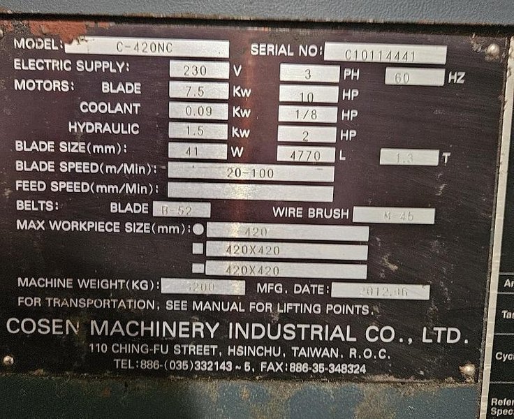 Cosen Automatic Horizontal Bandsaw