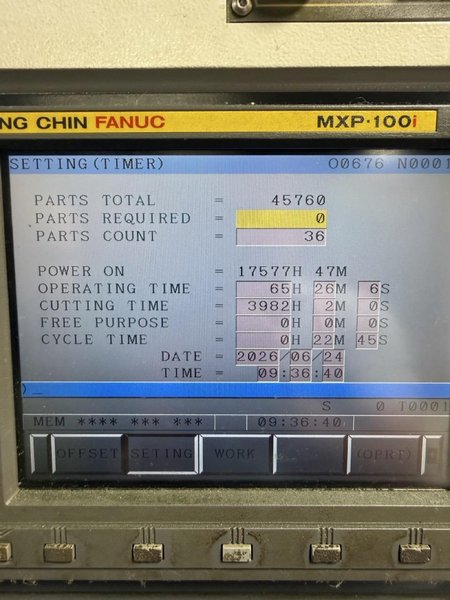 YCM XV-1020A VMC, 2008 – Fanuc Control