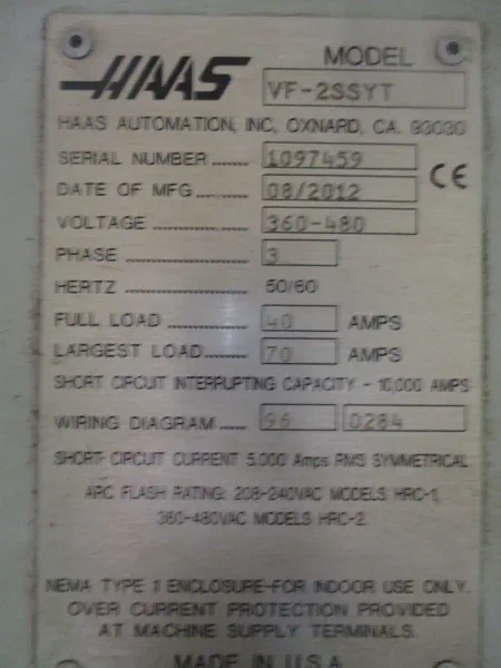 2012 HAAS VF-2SSYT | Machining Centers, Vertical