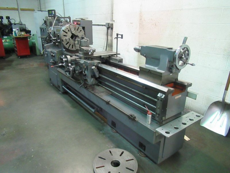 Hwacheon HL580 28/39&quot; x 79&quot; Gap Bed Engine Lathe,  2-Axis DRO, Geared Head, 19-1/2&quot; Chuck, 3&quot; Hole, (2) Steady Rests, QC Tool Post, Tailstock- Auction Item