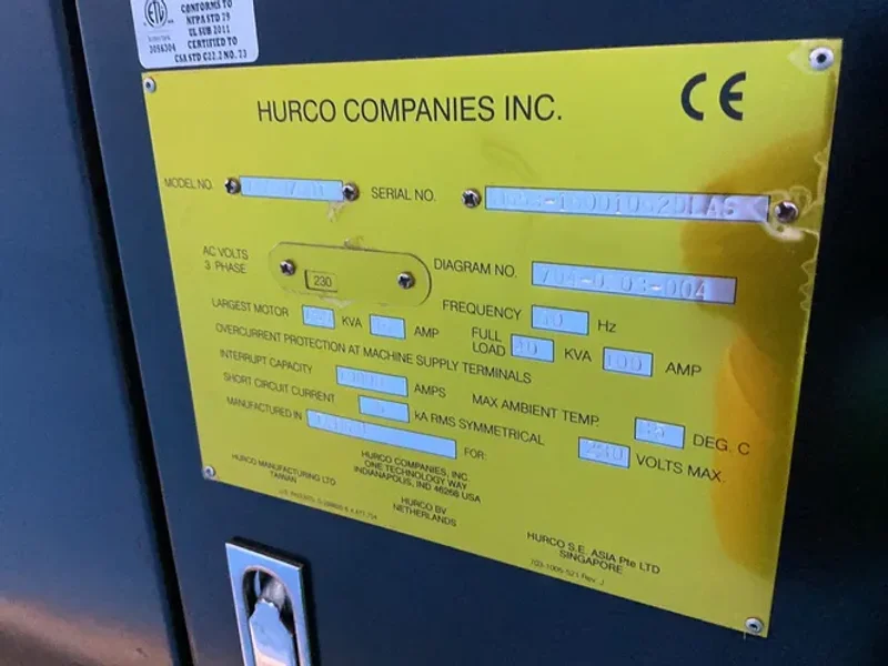 HURCO 30” X 60” CNC VMC  -  VMX50//50T