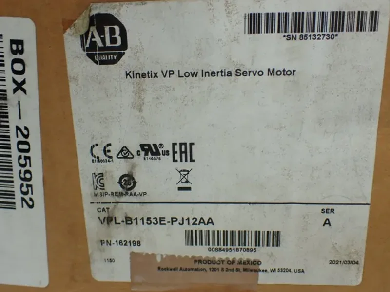 Allen-bradley Kinetix Vp Low Inertia Servo Motor - Vpl-b1153e-pj12aa