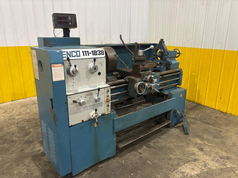 19" X 40" ENCO MODEL #111-1838 GEARED HEAD GAP BED ENGINE LATHE 2.56" HOLE: YOBRO #24324