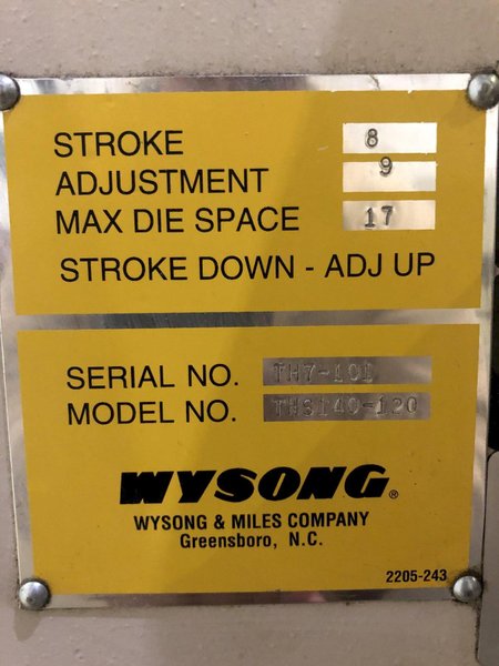 140 TON X 10'  WYSONG MODEL #THS140-120 "HIGH SPEED" HYDRAULIC PRESS BRAKE: STOCK #13915