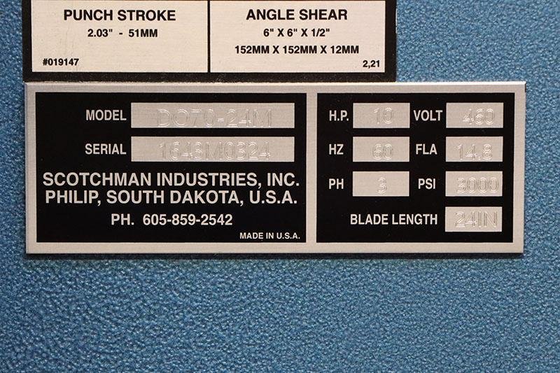 70/110 TON SCOTCHMAN DUAL OPERATOR IRONWORKER MODEL DO 70-24M