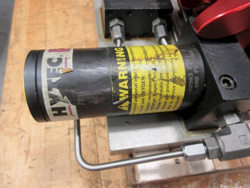 Lexair 5C 4 - Tri-Grip Collet Closer Mounted On Fixture W/ Open/Close Valve &amp; Hytec 5000PSI Pump- Auction Item