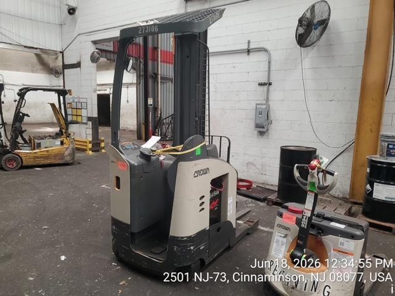 Crown RM6025-45 Electric Reach Truck, 2019 – 4,500 lb Capacity, Narrow Aisle Warehouse Forklift