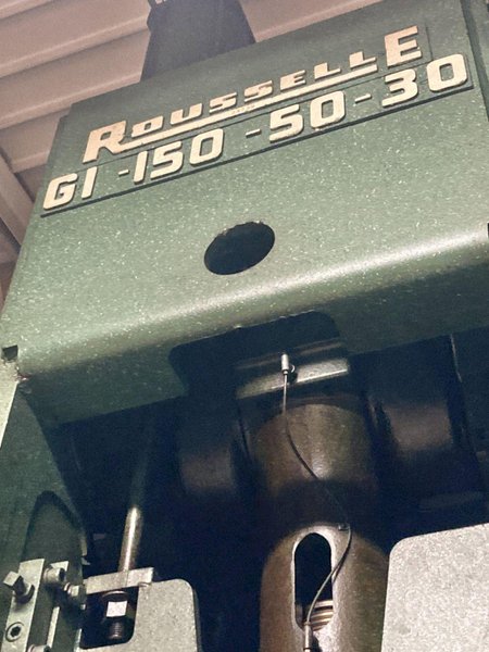 150 TON ROUSSELLE G-150-50-30 BACK GEARED GAP FRAME PRESS. STOCK # 0669225