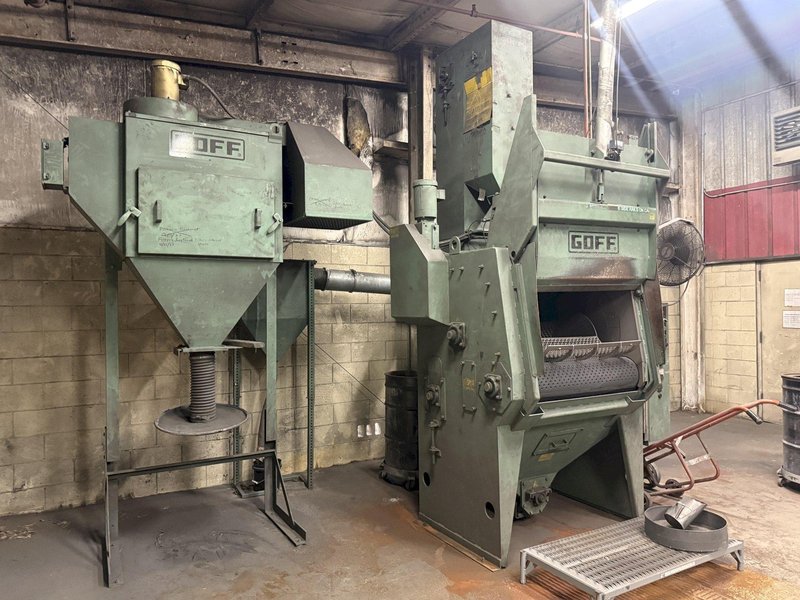 6 CU FT GOFF MODEL #6BB RUBBER BELT TUMBLE TYPE BLAST MACHINE W/ DUST COLLECTOR: YOBRO #25939