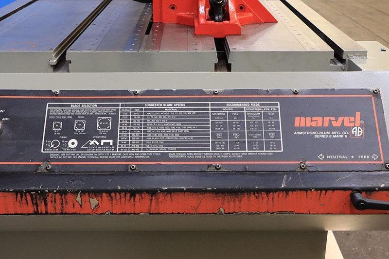 Marvel Tilt Frame Vertical Band Saw, Model Series 8, Mark II