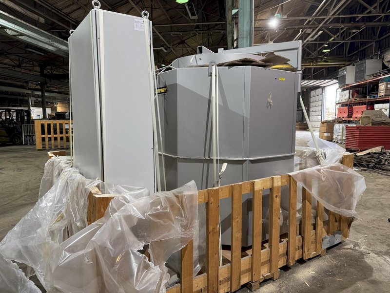 New in box 2015 Nabertherm model t800 electric resistance bale out type furnace rated to 1100 degree C, BU 1800 crucible, 1800 kg. capacity in Al., 140 KW, with controls and elements