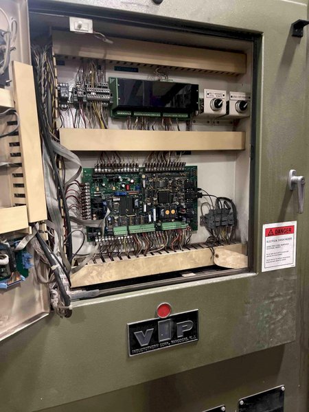 2000 Inductotherm model 1750-300 furnace power supply s/n 00f-123659-12 rated at 1750 kw, 1900 kva, 400 hz., 575 volt, with remote panel control box, original drain/feed manifolds
