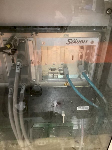 STAUBLI TX90L ROBOT ARM WITH CABINET- NO TEACH PENDANT USED
