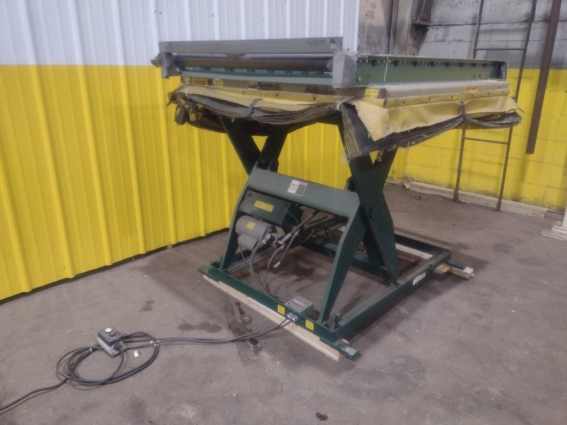 4000 LBS X 60" X 30" SOUTHWORTH MODEL #LS4-36 HYDRAULIC SCISSOR LIFT TABLE WITH ROLLER TOP, 110 VOLT: STOCK #20917