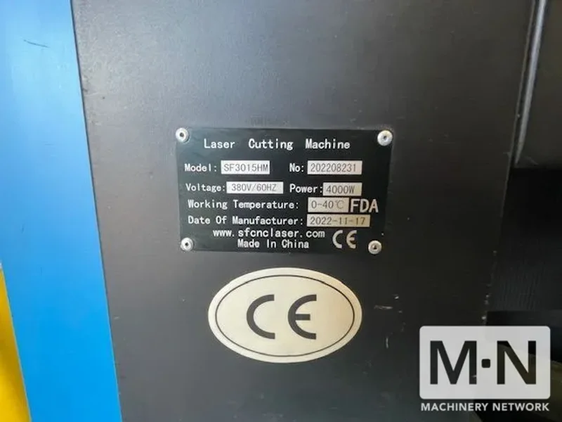 2022 SENFENG SF3015HM 6000 WATT LASER W/TUBE ATT.