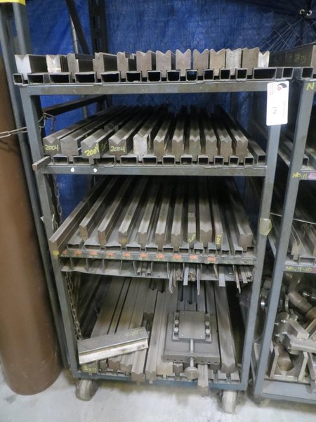 Press Brake Dies - Large Assortment on Cart w Casters- Auction Item