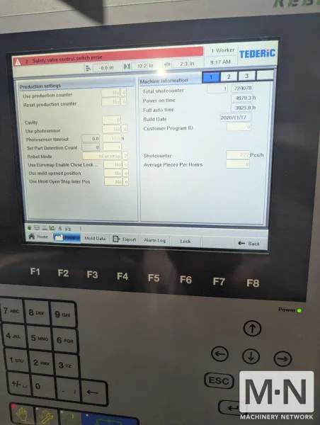 176 TON 9.1 OZ TEDERIC MODEL D160 INJECTION MOLDING MACHINE MFG 2020